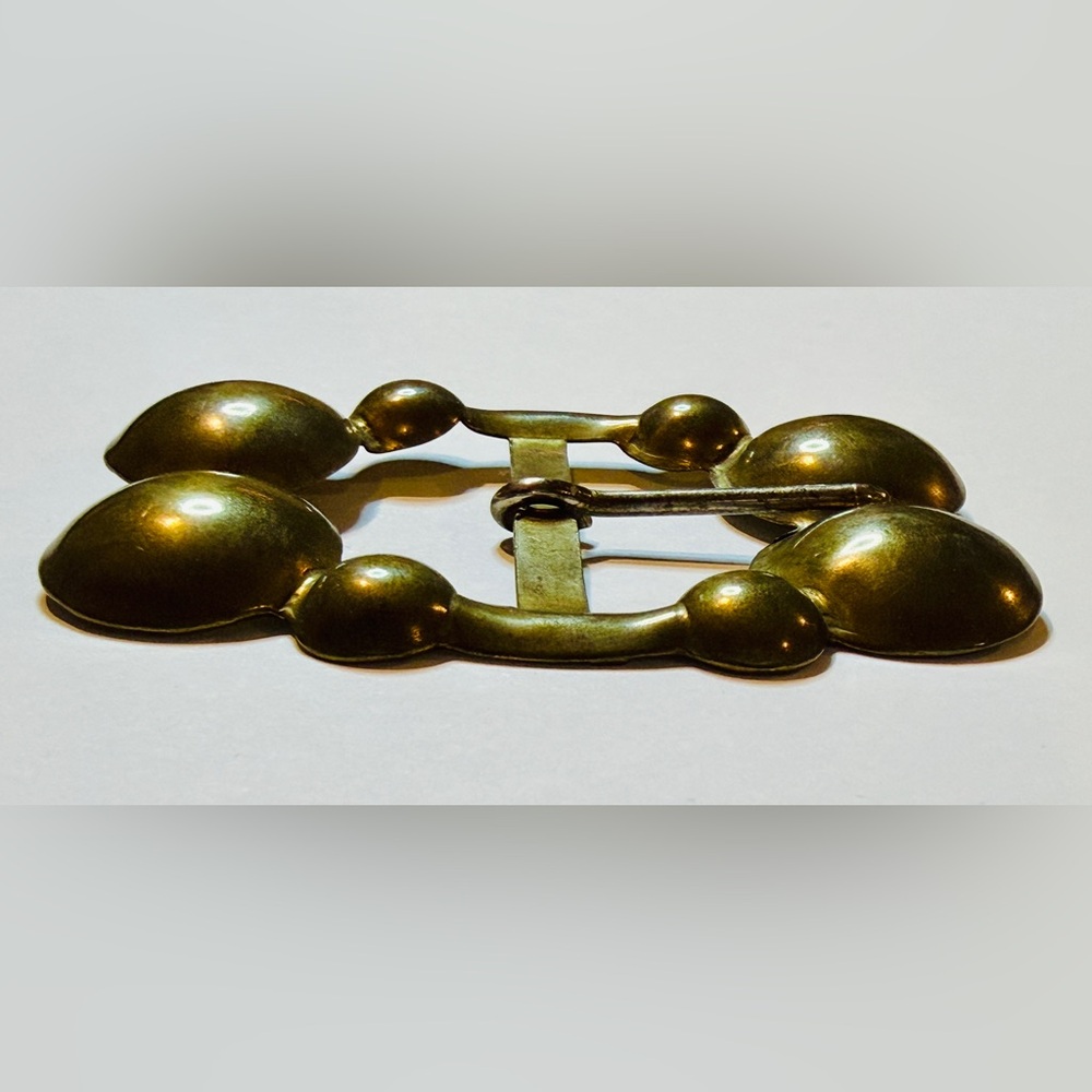 Vintage Brass Tone Bubble Belt Buckle 70s Modernist